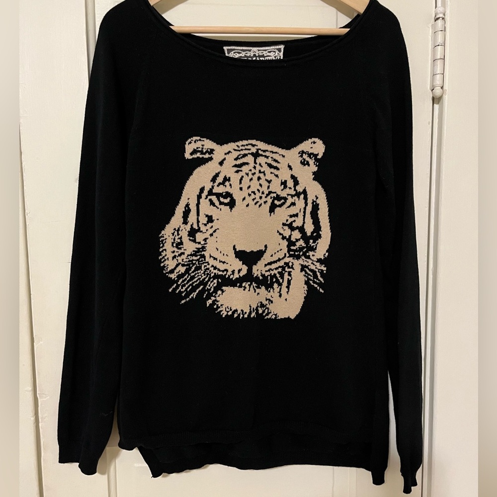 Pink Martini Boat Neck Tiger Sweater
